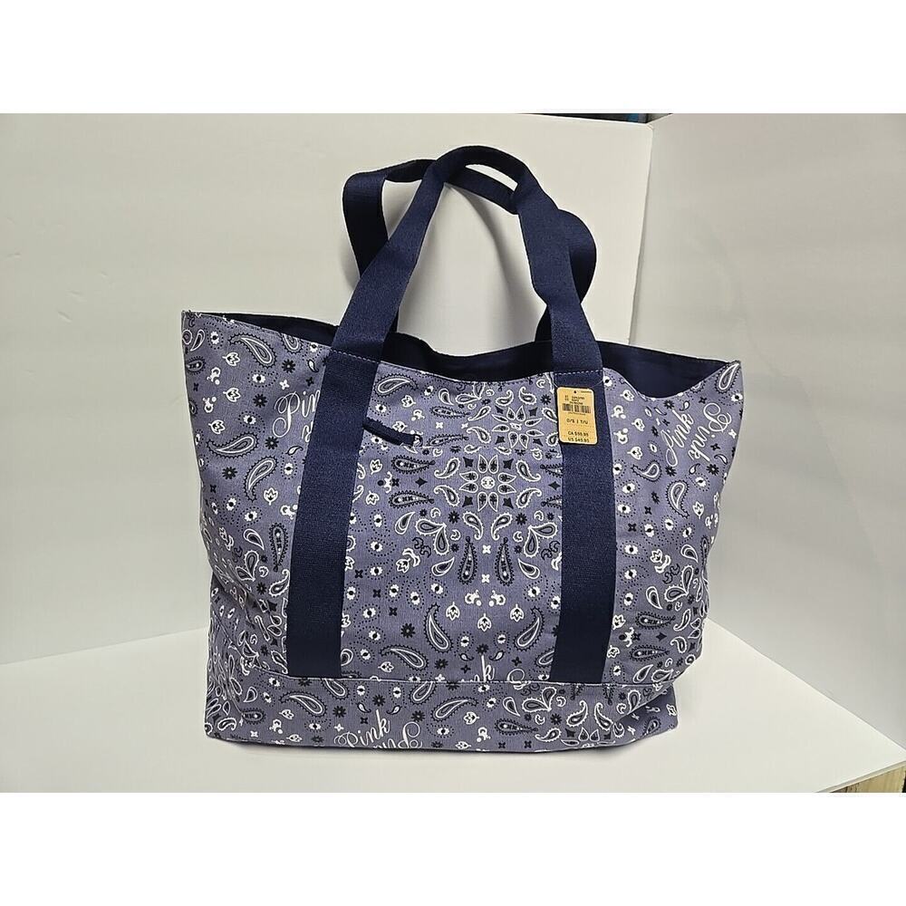 Victoria's Secret Pink Tote Bag Overnight Bag Small Floral Pattern 2 Sides Large